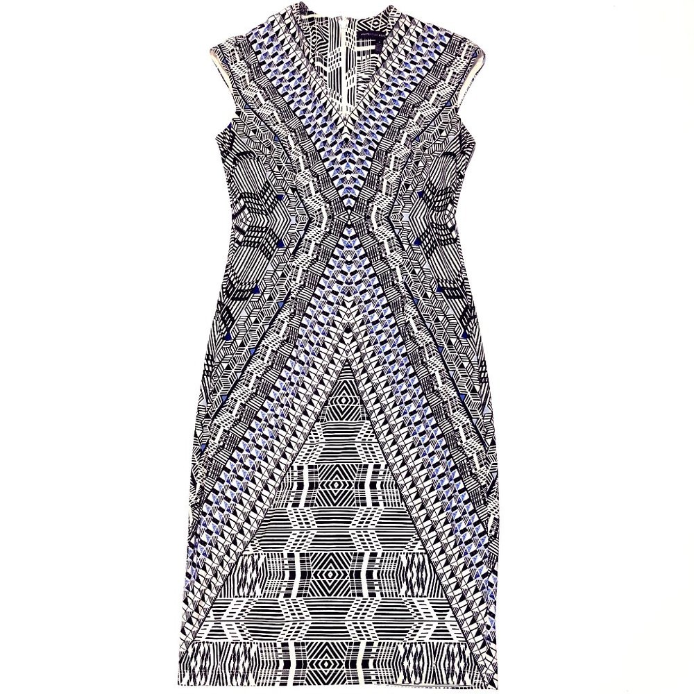 WHBM SHORT SLEEVE PRINTED LACE FIT DRESS